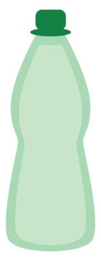 Beyaz arka planda küçük yeşil şişe, illüstrasyon, vektör..