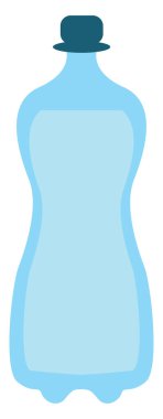 Mavi plastik şişe, illüstrasyon, vektör, beyaz arka planda..