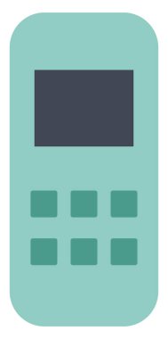 Küçük yeşil telefon, illüstrasyon, vektör, beyaz arkaplan.