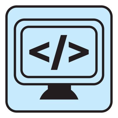 Beyaz zemin üzerinde bilgisayar işleme, illüstrasyon, vektör.