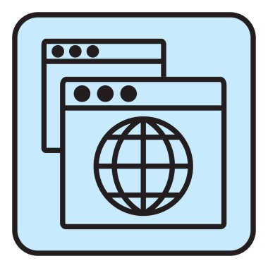 Beyaz arkaplandaki bilgisayar programları, illüstrasyon, vektör.