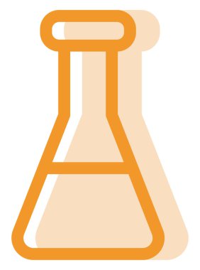 Beyaz arka planda turuncu kimya şişesi, illüstrasyon, vektör..