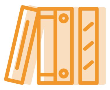 Turuncu okul kitapları, illüstrasyon, vektör, beyaz arka planda.