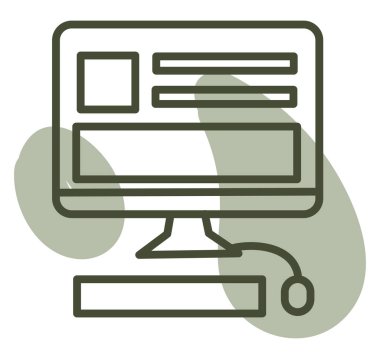 Okul bilgisayarı, illüstrasyon, vektör, beyaz arkaplan.