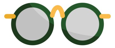 Yeşil öğretmen gözlüğü, illüstrasyon, vektör, beyaz arkaplan.