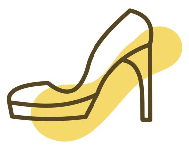 Beyaz arka planda basit sarı topuklu, resimli, vektörlü..