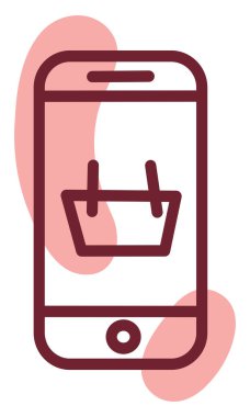 Çevrimiçi alışveriş, illüstrasyon, vektör, beyaz arka planda.