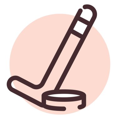 Hokey sopası ve puck, illüstrasyon, vektör, beyaz arka planda.