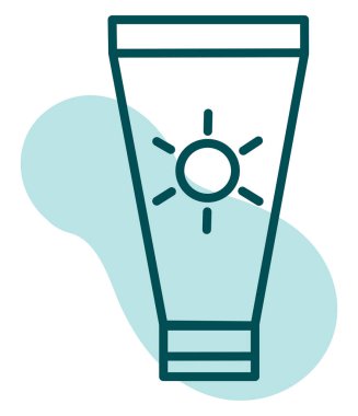 Beyaz arkaplanda güneş koruyucu krem, illüstrasyon, vektör..