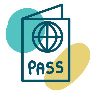 Beyaz arka planda tatil pasaportu, illüstrasyon, vektör..