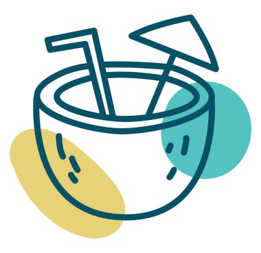 Hindistan cevizi içeceği, illüstrasyon, vektör, beyaz arka planda..