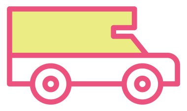 Beyaz arka planda seyahat minibüsü, illüstrasyon, vektör.