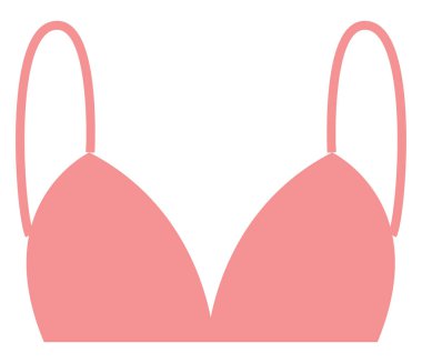 Beyaz arkaplanda pembe üçgen sütyen, illüstrasyon, vektör..