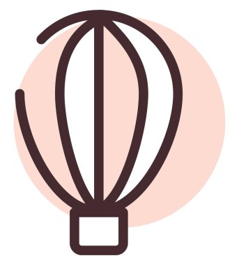 Beyaz arka planda sıcak hava balonu, illüstrasyon, vektör.