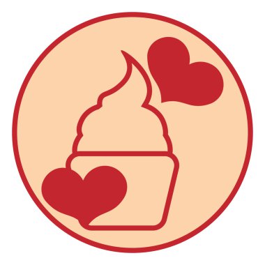 Beyaz arka planda, kalbi, illüstrasyonu, vektörü olan kek..