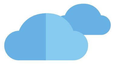 Mavi bulutlar, illüstrasyon, vektör, beyaz arkaplan.