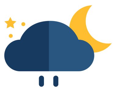 Yağmurlu bulutlu ay, illüstrasyon, vektör, beyaz arkaplan üzerinde.