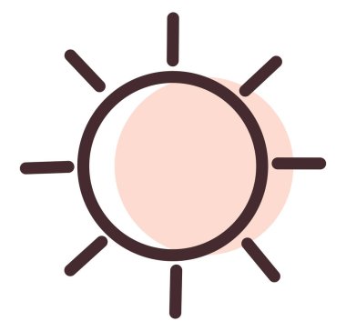 Parlak güneş, illüstrasyon, vektör, beyaz arkaplanda.