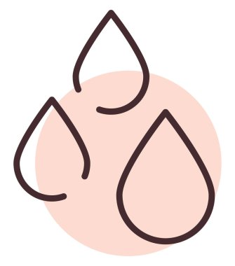 Beyaz arkaplanda yağmur damlaları, illüstrasyon, vektör.