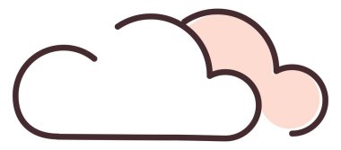 Bulutlu bir gece, beyaz arkaplanda illüstrasyon, vektör.