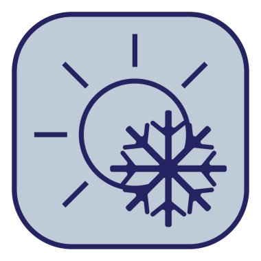 Beyaz arkaplanda kar taneli güneş, illüstrasyon, vektör.