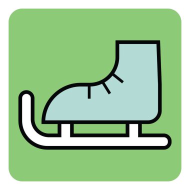 Beyaz arka planda kış patenleri, illüstrasyon, vektör.