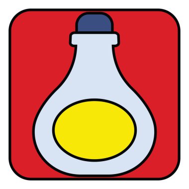 Yuvarlak alkol şişesi, illüstrasyon, vektör, beyaz arka planda..