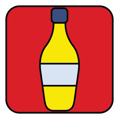 Sarı votka şişesi, illüstrasyon, vektör, beyaz arka planda..