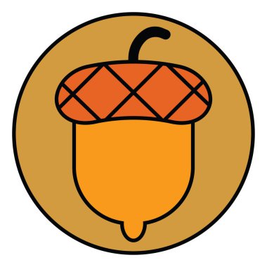 Kahverengi meşe palamudu, illüstrasyon, vektör, beyaz arka planda.