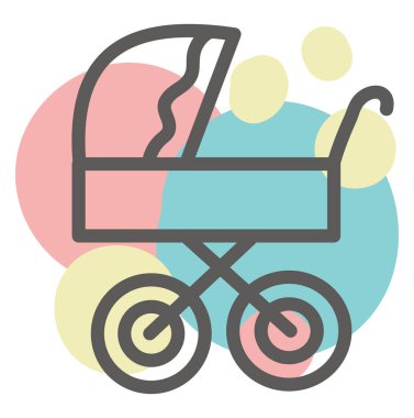 Bebek arabası, illüstrasyon, vektör, beyaz arka planda..