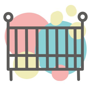 Beyaz arka planda bebek beşiği, illüstrasyon, vektör.