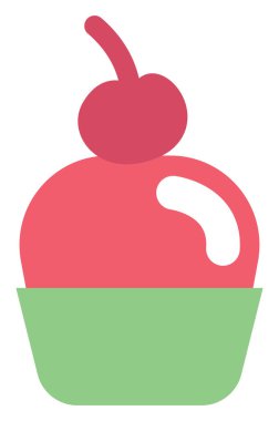 Üzerinde kiraz olan kek, beyaz arka planda illüstrasyon, vektör..