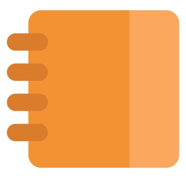 Beyaz arkaplanda turuncu defter, illüstrasyon, vektör.