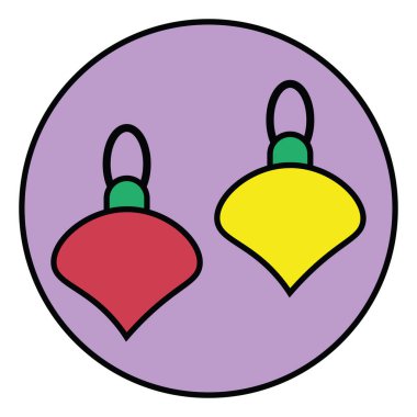 Beyaz arkaplanda ağaç süslemeleri, illüstrasyon, vektör.