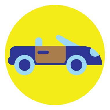 Beyaz arka planda Cabriolet araba, illüstrasyon, vektör.