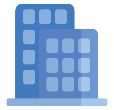 Beyaz arka planda şehir binası, illüstrasyon, vektör.