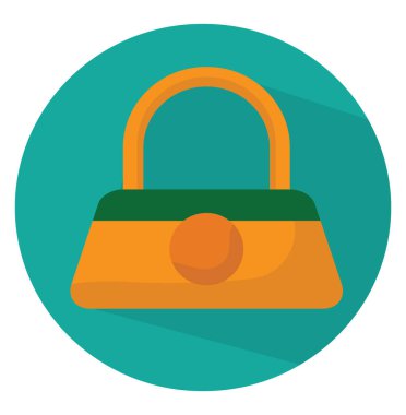 Beyaz arkaplanda turuncu küçük çanta, illüstrasyon, vektör..