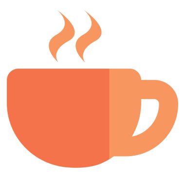 Beyaz arka planda sıcak bir fincan kahve, illüstrasyon, vektör..