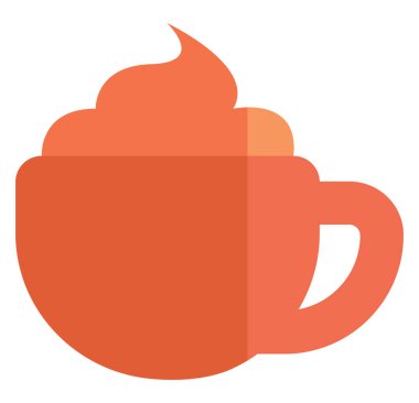 Krem şantili, resimli, vektörlü, beyaz arka planda küçük bardakta kahve..