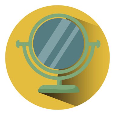 Beyaz arka planda yeşil makyaj aynası, illüstrasyon, vektör.