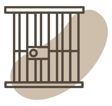 Beyaz bir arka planda, suçlu hapishanesi, illüstrasyon, vektör..