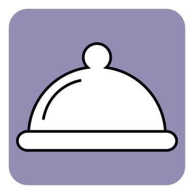 Beyaz zemin üzerinde kapaklı, resimli, vektörlü bir tepsi.