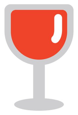 Beyaz arka planda kırmızı şarap, illüstrasyon, vektör dolu bir bardak..