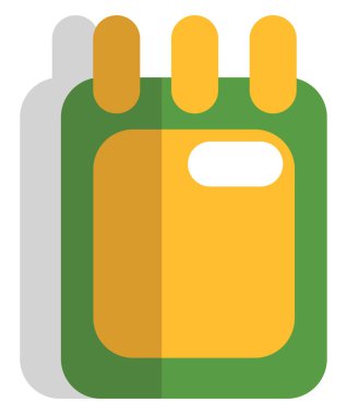 Beyaz arkaplanda küçük yeşil çizim defteri, illüstrasyon, vektör.