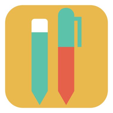 Beyaz arkaplandaki kalem ve kalem, illüstrasyon, vektör.