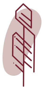 Beyaz arkaplanda basit bir tüy, illüstrasyon, vektör.