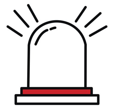 Beyaz arkaplanda siren, illüstrasyon, vektör ateşle.