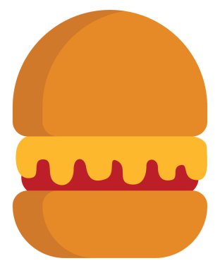 Peynirli burger, illüstrasyon, vektör, beyaz arka planda..