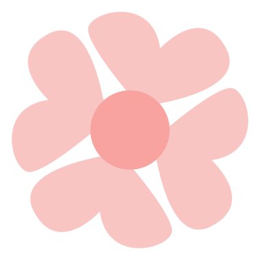 Retro pembe çiçek, illüstrasyon, vektör, beyaz arkaplan.