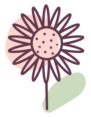 Beyaz bir arka planda, yaprakları, illüstrasyonu, vektörü olan bir çiçek.